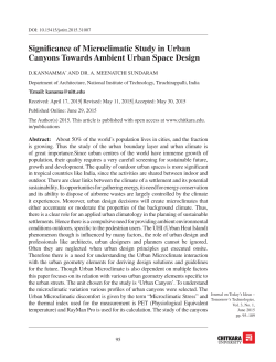 Significance of Microclimatic Study in Urban Canyons Towards