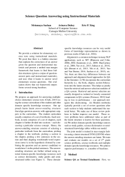 Science Question Answering using Instructional Materials