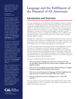Language and the Fulfillment of the Potential of All Americans