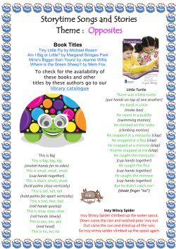 Storytime Songs and Stories Theme : Opposites