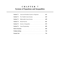 C H A P T E R 7 Systems of Equations and Inequalities