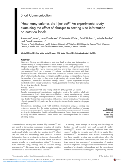 `How many calories did I just eat?` An experimental study examining