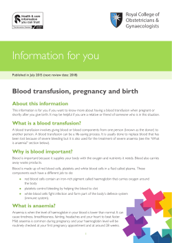 Blood transfusion, pregnancy and birth