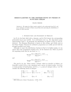 Irregularities in the distributions of primes in function