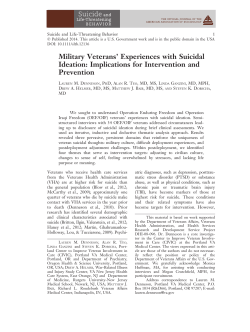 Military Veterans Experiences with Suicidal Ideation
