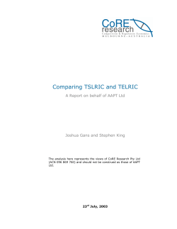 Comparing TSLRIC and TELRIC
