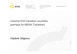 Lessons from transition countries (perhaps for MENA Transition)