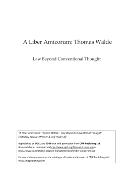 A Liber Amicorum: Thomas Wälde