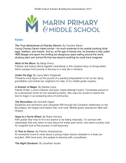 Middle School Summer Reading Recommendations 2015 Fiction