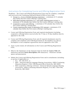 Instructions for Completing Course and Offering Registration