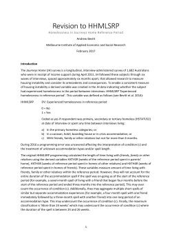 Revision to HHMLSRP - Melbourne Institute