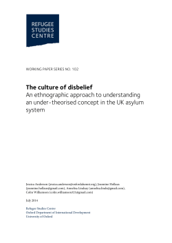 The culture of disbelief - Refugee Studies Centre