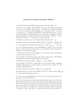 MODULAR FORMS EXAMPLE SHEET 4 1a. Show that the group