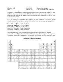 Chemistry 223 Spring 2012 Oregon State University Exam 1 April 26