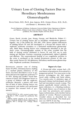 Urinary Loss of Clotting Factors Due to Hereditary Membranous