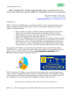 IMET`s GreenPower&trade; Muffler system that adds water to save fuel
