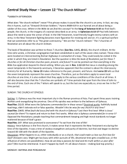 Central Study Hour &ndash; Lesson 12 &ldquo;The Church Militant&rdquo;