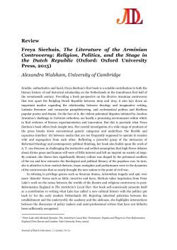 Review Freya Sierhuis, The Literature of the Arminian Controversy