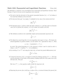 Math 1210: Exponential and Logarithmic Functions