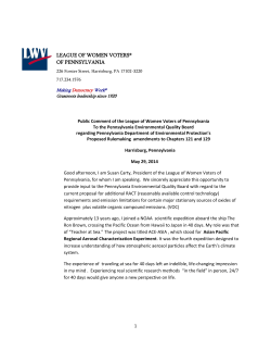 Public Comment of the League of Women Voters of Pennsylvania To