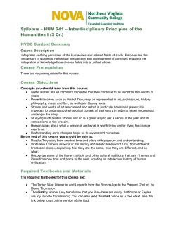 Syllabus &ndash; HUM 241 &ndash; Interdisciplinary Principles of the Humanities