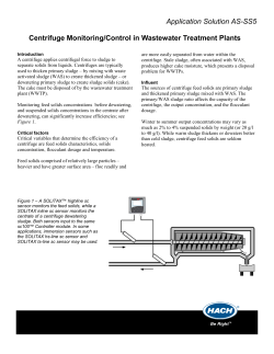 Centrifuge Monitoring/Control in Wastewater