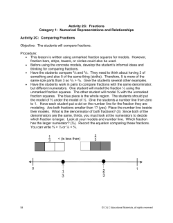 Activity 2C: Fractions Category 1: Numerical Representations and