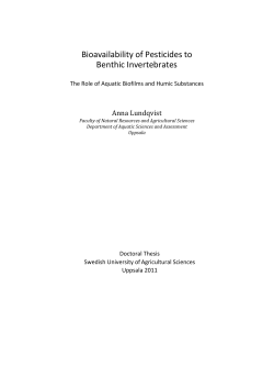 Bioavailability of Pesticides to Benthic Invertebrates
