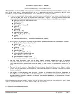 Procedure for Reporting Communicable Diseases