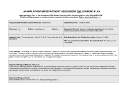 annual program/department assessment for learning plan