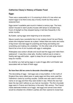 Catherine Cleary`s History of Easter Food Eggs: