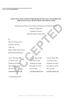 EFFECTS OF TWO WARM-UP PROGRAMS ON BALANCE AND