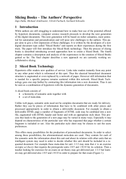 Slicing Books &ndash; The Authors` Perspective