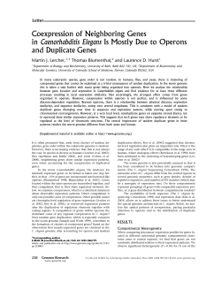 Coexpression of Neighboring Genes in Caenorhabditis Elegans Is