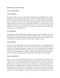 Introduction to American Society Lecturer: Du&scaron;an Fischer Course