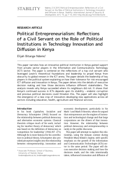 Political Entrepreneurialism - Stability: International Journal of