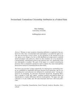 Switzerland: Contentious Citizenship Attribution in a Federal State