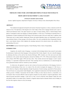 Thematic Structure and Foregrounding in Selected Extracts