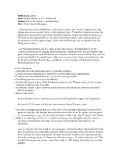 Dear Whip Team Colleagues, These next few days could