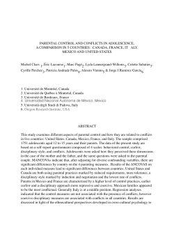 PARENTAL CONTROL AND CONFLICTS IN ADOLESCENCE, A