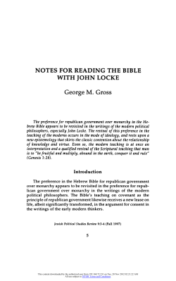 NOTES FOR READING THE BIBLE WITH JOHN LOCKE
