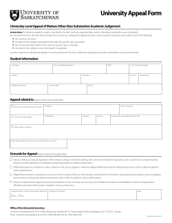 University Appeal Form - University of Saskatchewan
