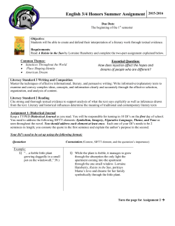 Sophomore Honors Summer Assignment 2015