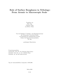 Role of Surface Roughness in Tribology