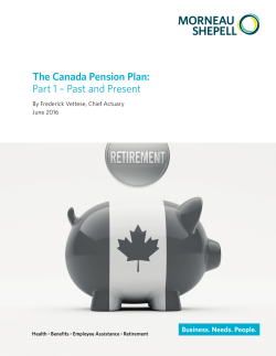 The Canada Pension Plan: Part 1 &ndash; Past and