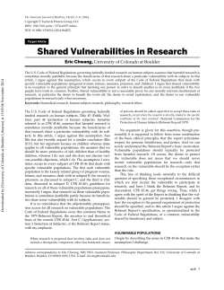 Shared Vulnerabilities in Research
