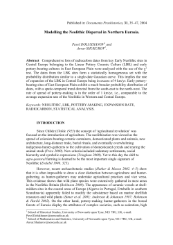 Modelling the Neolithic Dispersal in Northern Eurasia.