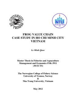 FROG VALUE CHAIN CASE STUDY IN HO CHI MINH CITY VIETNAM