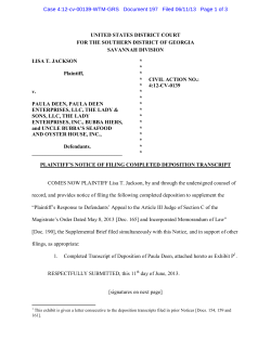 UNITED STATES DISTRICT COURT FOR THE SOUTHERN