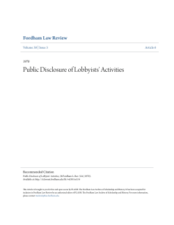 Public Disclosure of Lobbyists` Activities